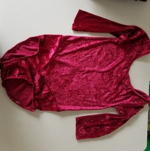 Red velvet hand sewn leotard or bodysuit